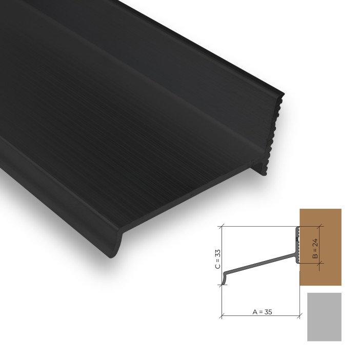 Wetterschenkel Alu RAL 9005 schwarz Länge wahlweise