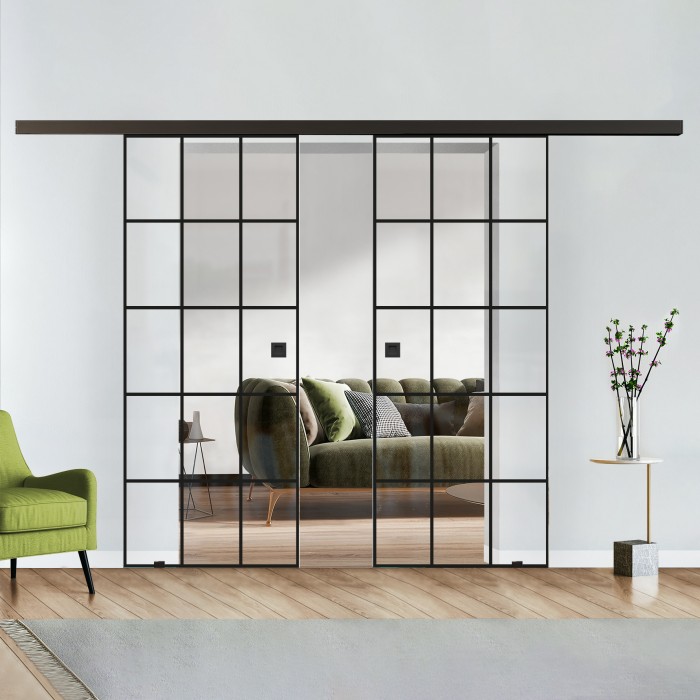 Doppelflügel Klarglas mit Design Black