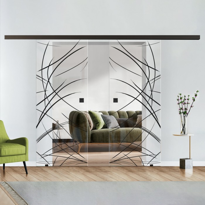 Doppelflügel Klarglas mit Design Black