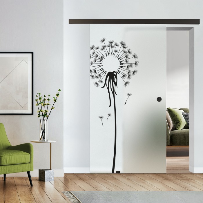 Komplettset Glasschiebetür mit Design