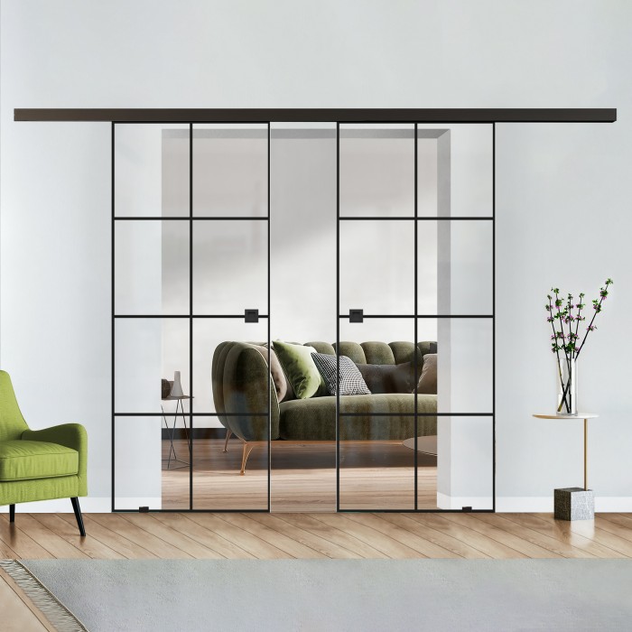Doppelflügel Klarglas mit Design Black