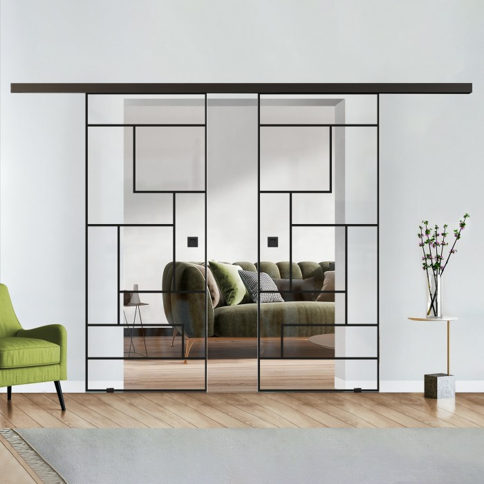 Doppelflügel Klarglas mit Design Black