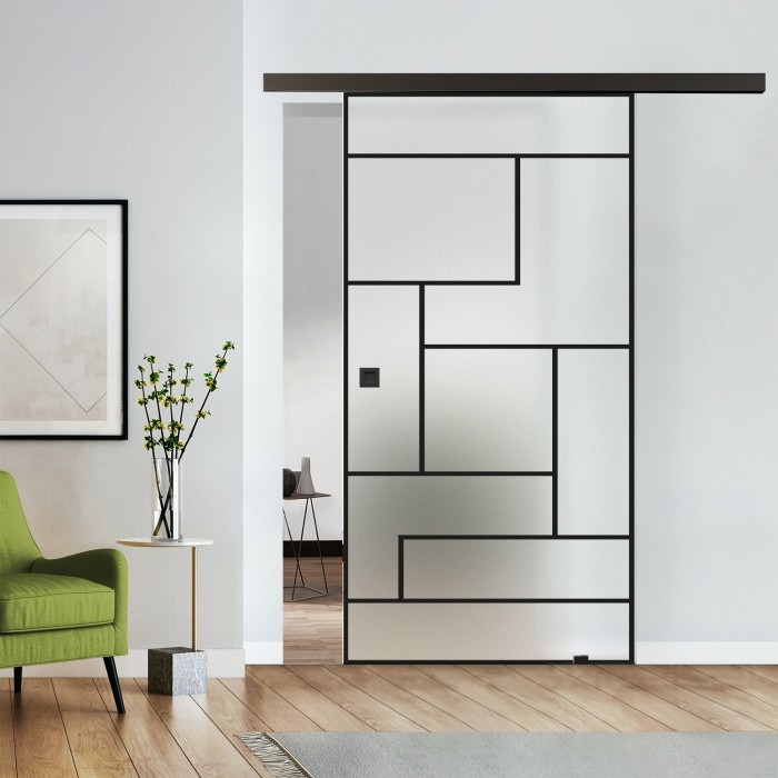 Loftschiebetür blickdicht mit Design Black