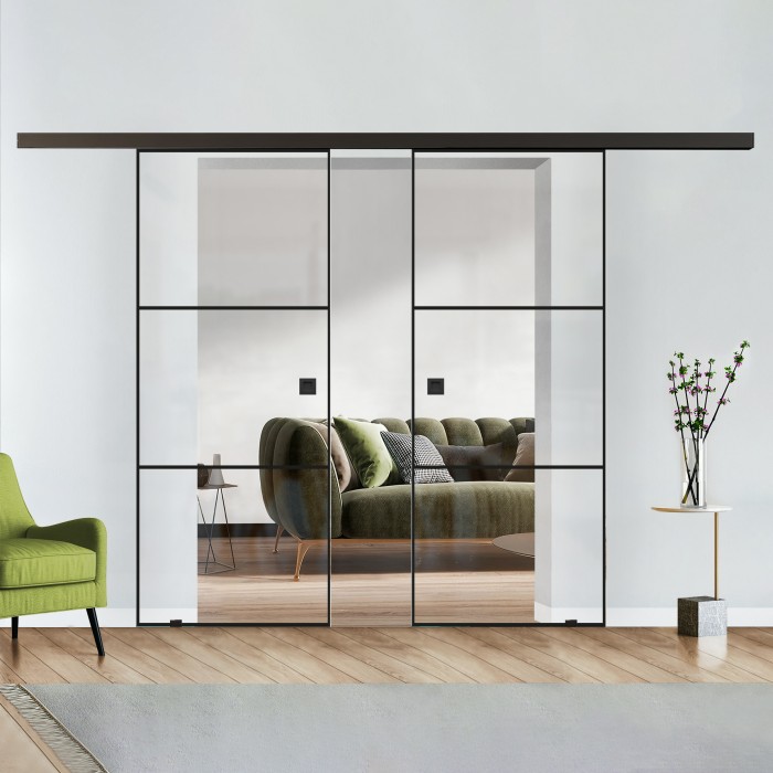 Doppelflügel Klarglas mit Design Black