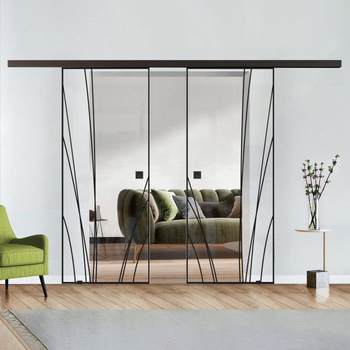 Doppelflügel Klarglas mit Design Black
