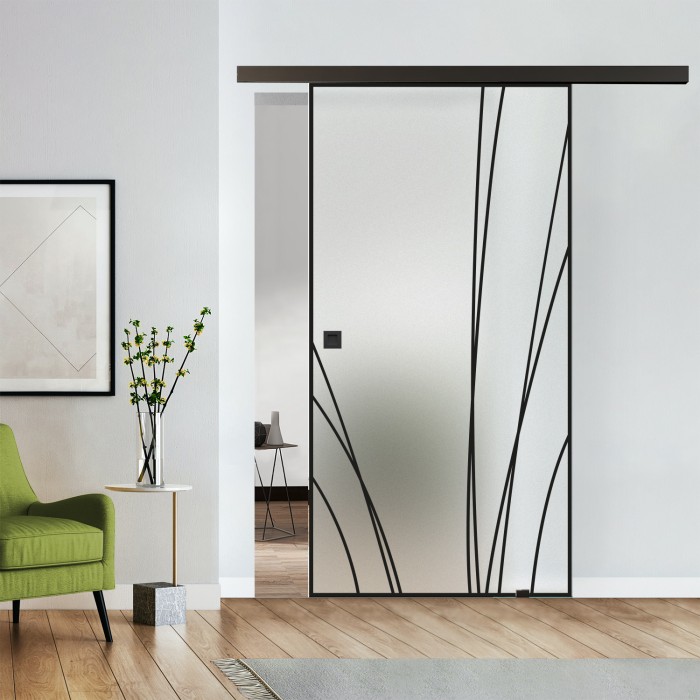 Loftschiebetür blickdicht mit Design Black