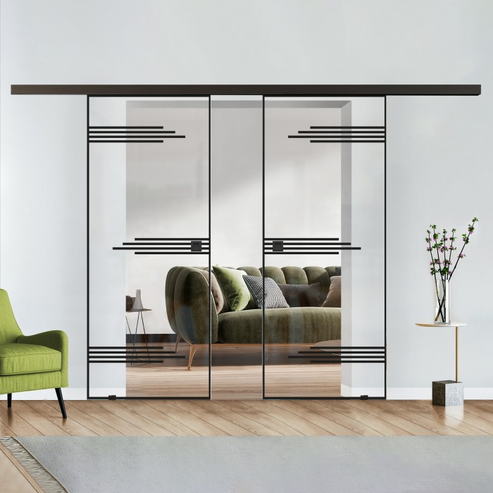 Doppelflügel Klarglas mit Design Black