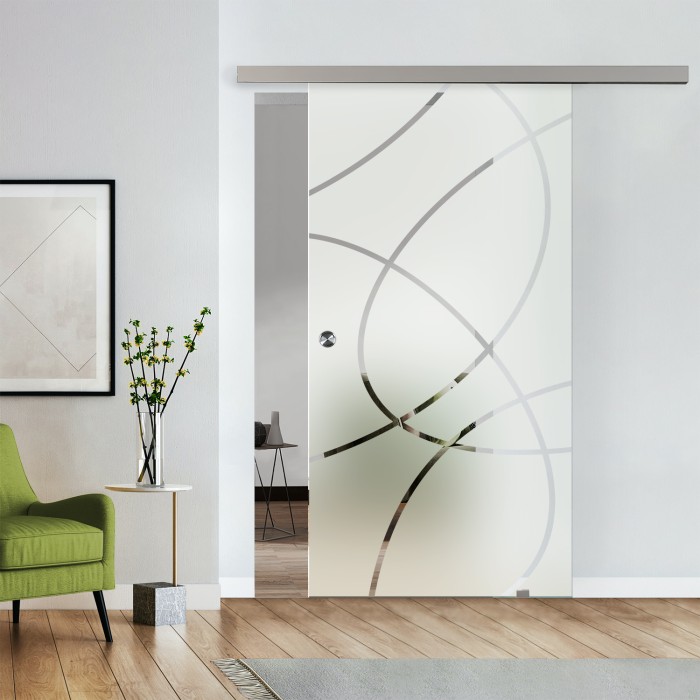 Komplettset Glasschiebetür mit Design