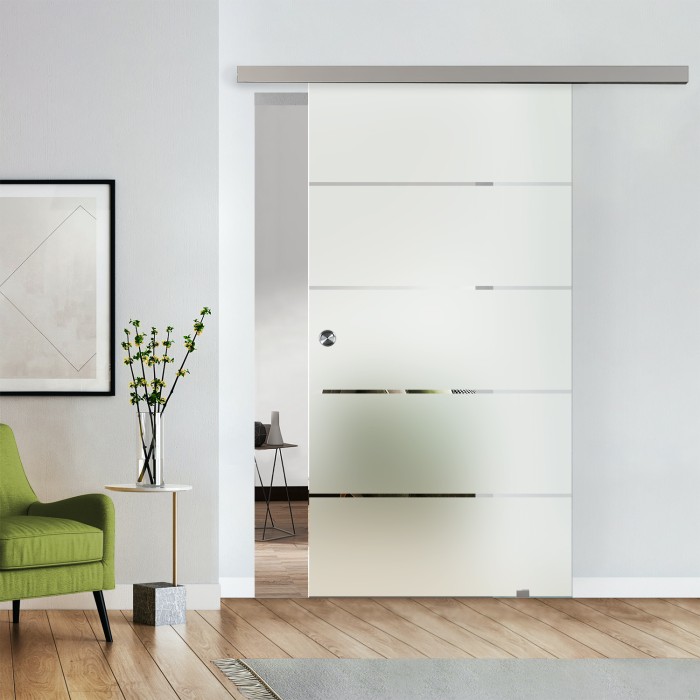 Komplettset Glasschiebetür mit Design