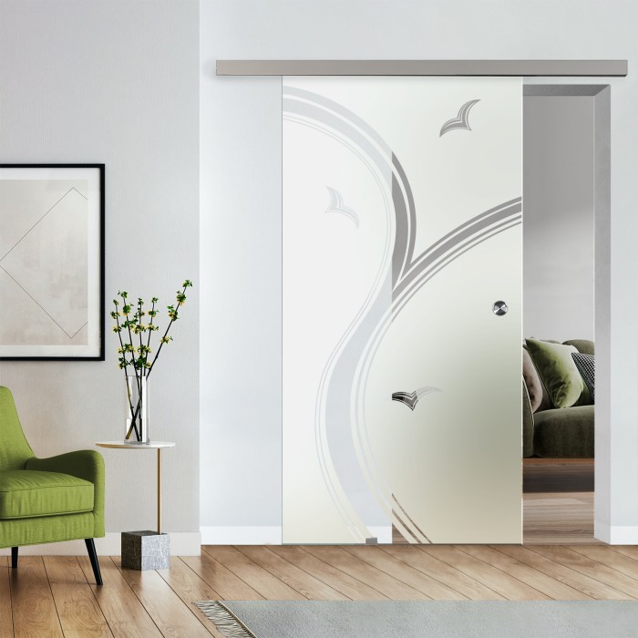 Komplettset Glasschiebetür mit Design
