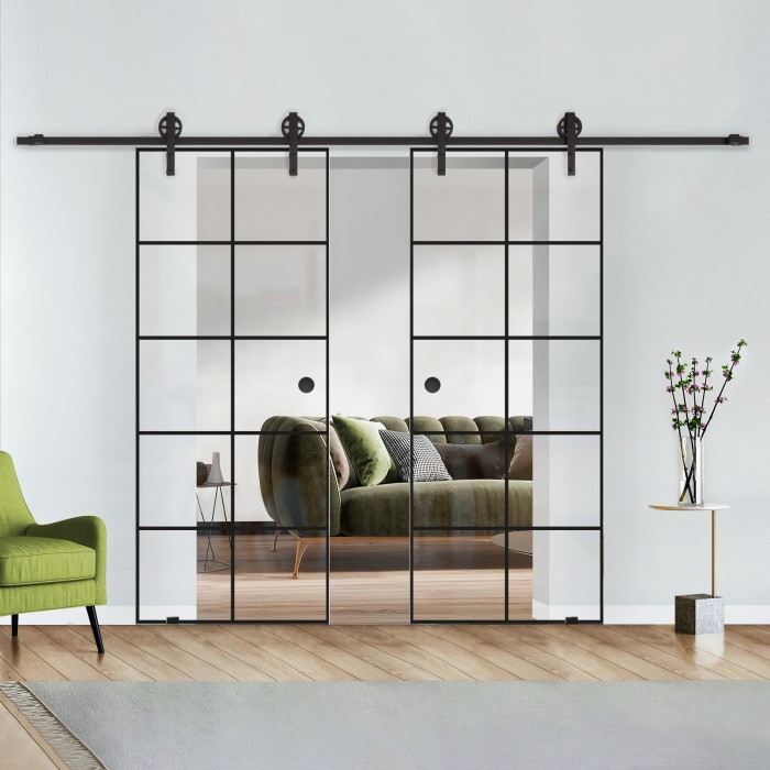 Doppelflügel Klarglas mit Design Black