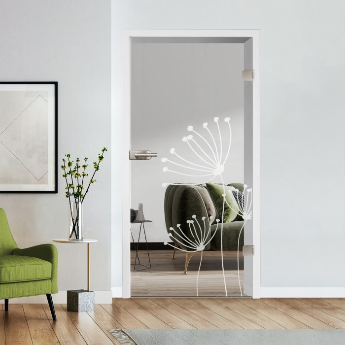 Glastür Klarglas mit Design optional Beschlag