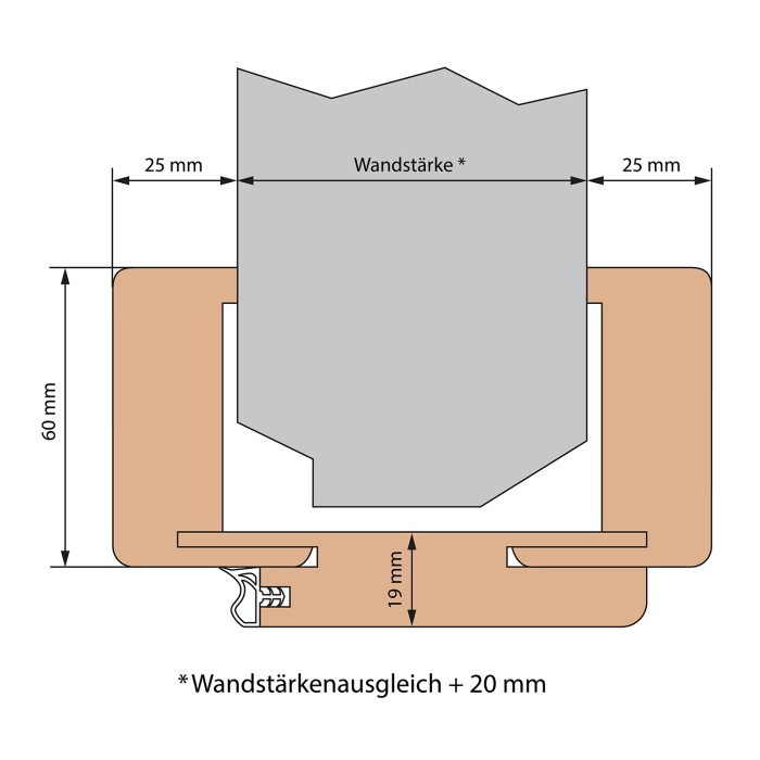 Zarge für Glastür 584 x 1972 mm