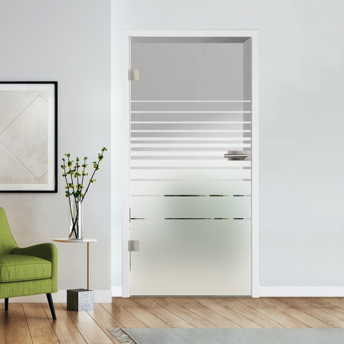 Glastür Klarglas mit Design optional Beschlag