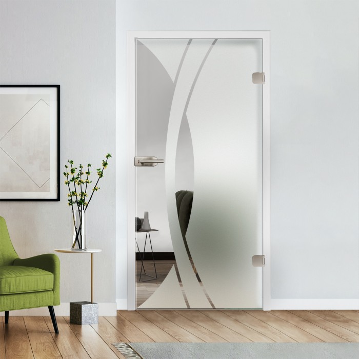 Glastür Klarglas mit Design optional Beschlag