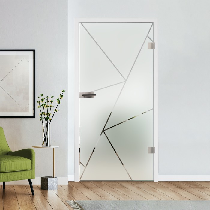 Glastür Klarglas mit Design optional Beschlag