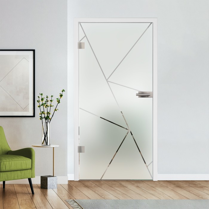 Glastür Klarglas mit Design optional Beschlag