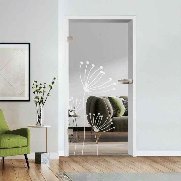 Glastür Klarglas mit Design optional Beschlag