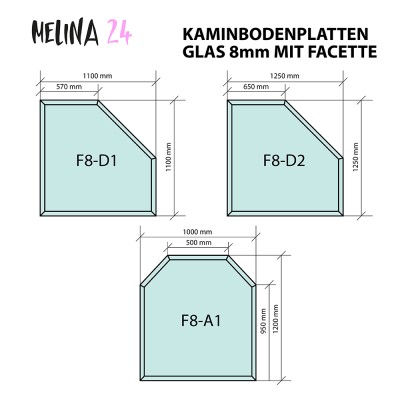 Glasbodenplatte 8 mm mit Facette