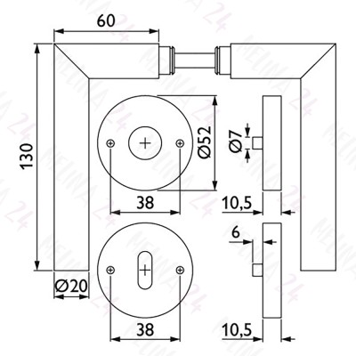 Rosettengarnitur Basic 02 Messing