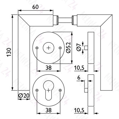 Rosettengarnitur Basic 02 Messing