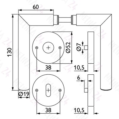 Rosettengarnitur Basic 04 Messing