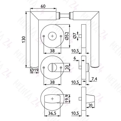Rosettengarnitur Basic 04 Messing