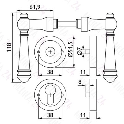 Rosettengarnitur Castle schwarz