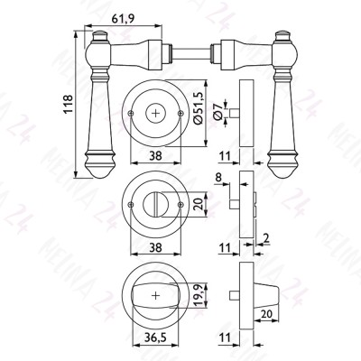 Rosettengarnitur Castle schwarz