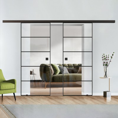 Doppelflügel Klarglas mit Design Black