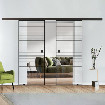 Doppelflügel Klarglas mit Design Black