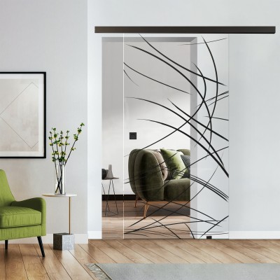 Loftschiebetür Klarglas mit Design Black