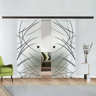 Doppelflügel blickdicht mit Design Black