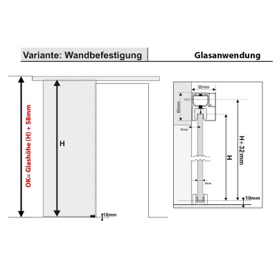 Komplettset Glasschiebetür mit Design