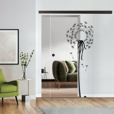 Komplettset Glasschiebetür mit Design