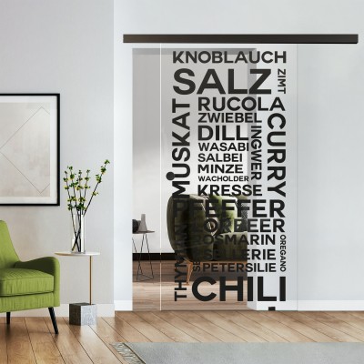 Komplettset Glasschiebetür mit Design