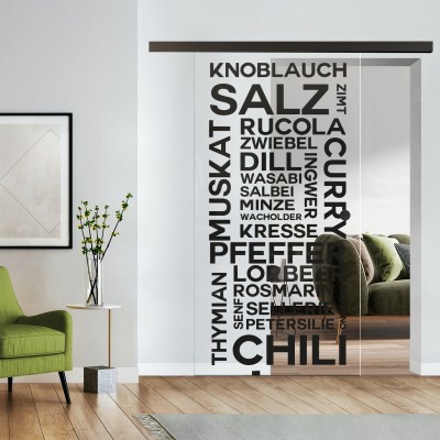 Komplettset Glasschiebetür mit Design