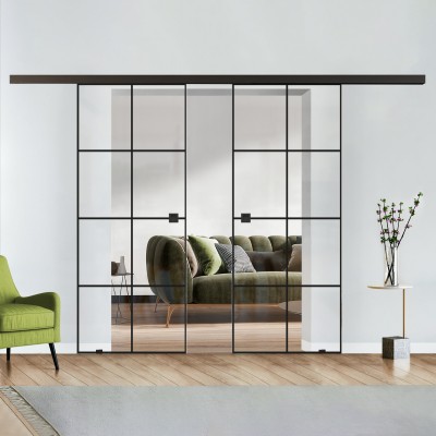 Doppelflügel Klarglas mit Design Black