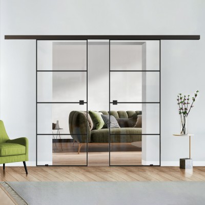 Doppelflügel Klarglas mit Design Black