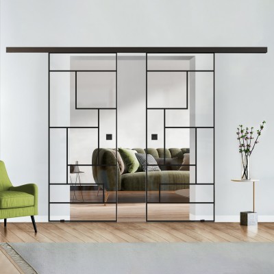 Doppelflügel Klarglas mit Design Black