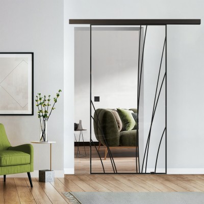 Loftschiebetür Klarglas mit Design Black