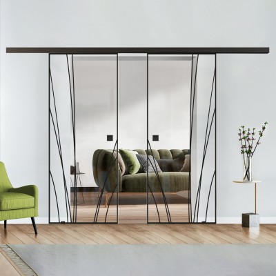 Doppelflügel Klarglas mit Design Black