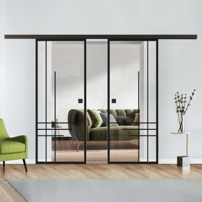 Doppelflügel Klarglas mit Design Black