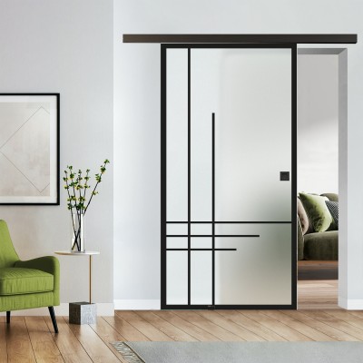 Loftschiebetür blickdicht mit Design Black