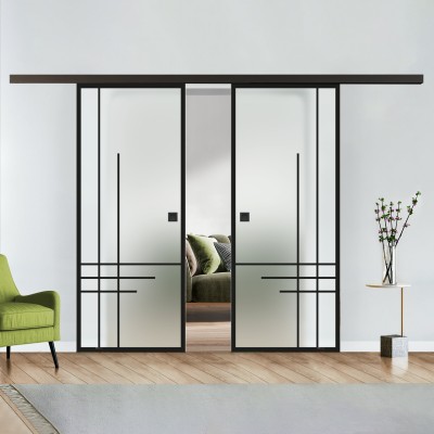 Doppelflügel blickdicht mit Design Black