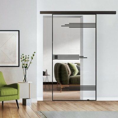 Loftschiebetür Klarglas mit Design Black