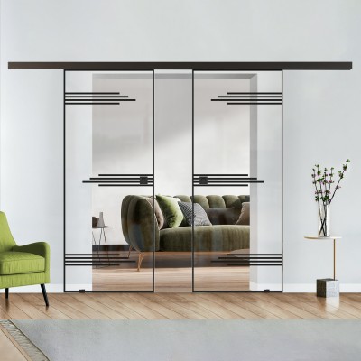 Doppelflügel Klarglas mit Design Black