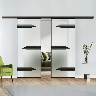 Doppelflügel blickdicht mit Design Black