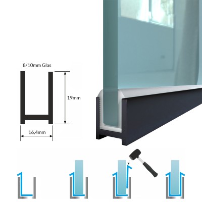 Duschprofil smal schwarz für 8 und 10 mm Glas