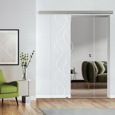 Komplettset Glasschiebetür mit Design